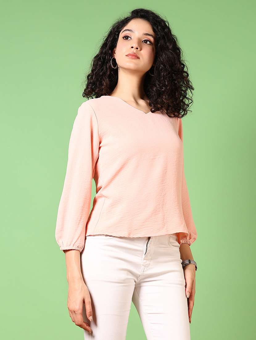 women solid long sleeves regular top