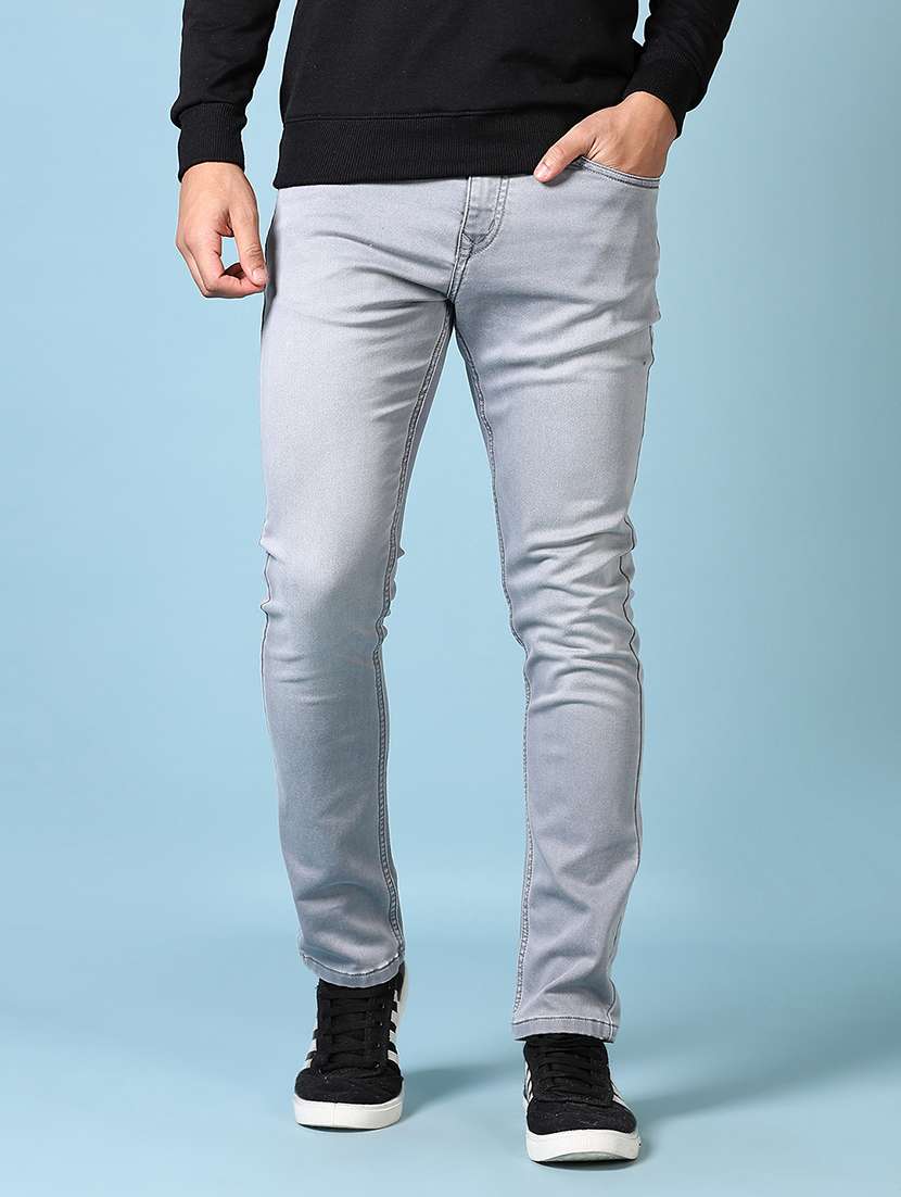 men mid rise plain slim fit jeans - 21651628 -  Standard Image - 1