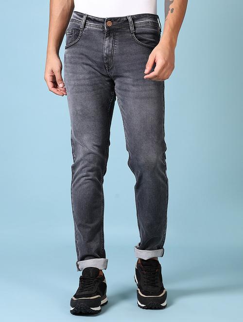 men mid rise plain slim fit jeans - 21651629 -  Standard Image - 0