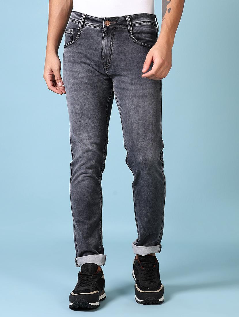 men mid rise plain slim fit jeans - 21651629 -  Zoom Image - 0