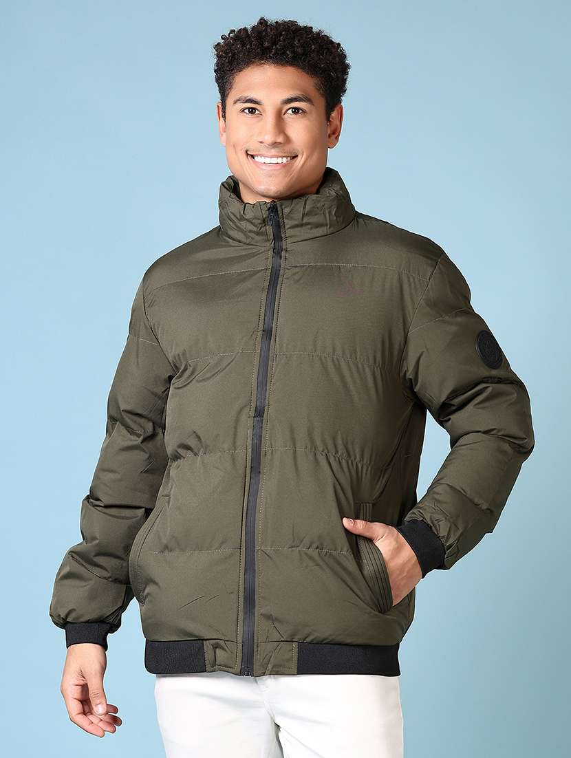 men solid stand collar long sleeve puffer jacket - 21651645 -  Standard Image - 1