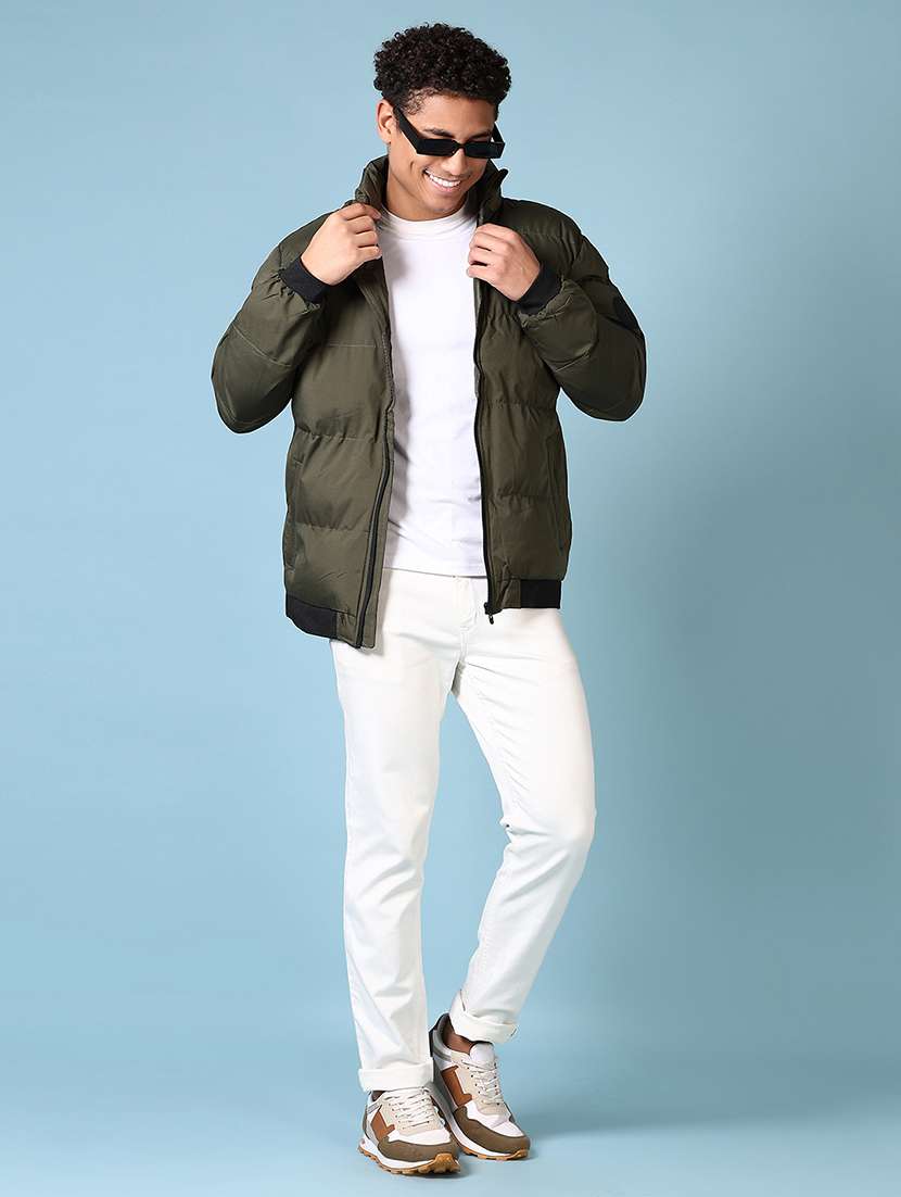 men solid stand collar long sleeve puffer jacket - 21651645 -  Standard Image - 4