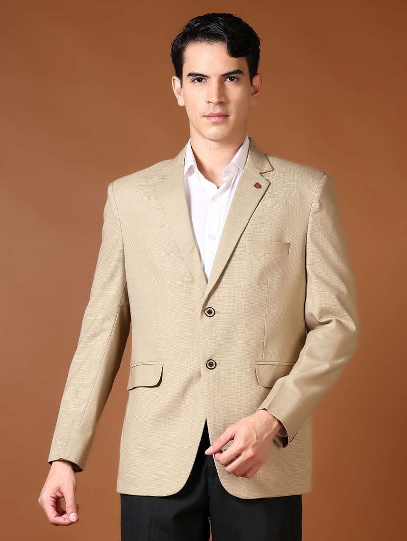 men lapel collar solid single breasted formal blazer