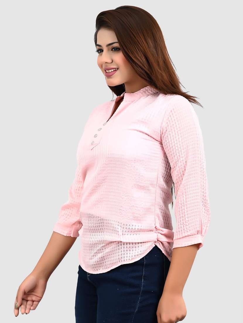 women mandarin neck self design regular top - 21651703 - Standard Image - 1