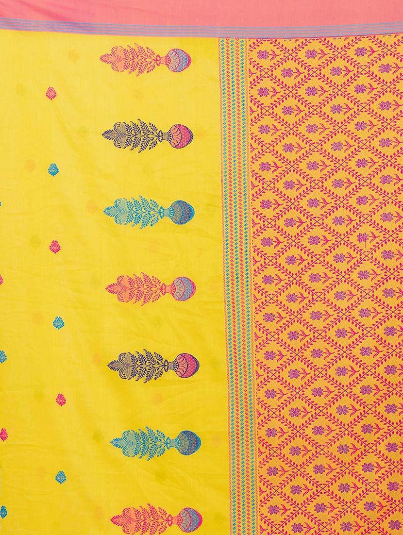 women yellow printed saree with blouse - 21651713 - Standard Image - 4