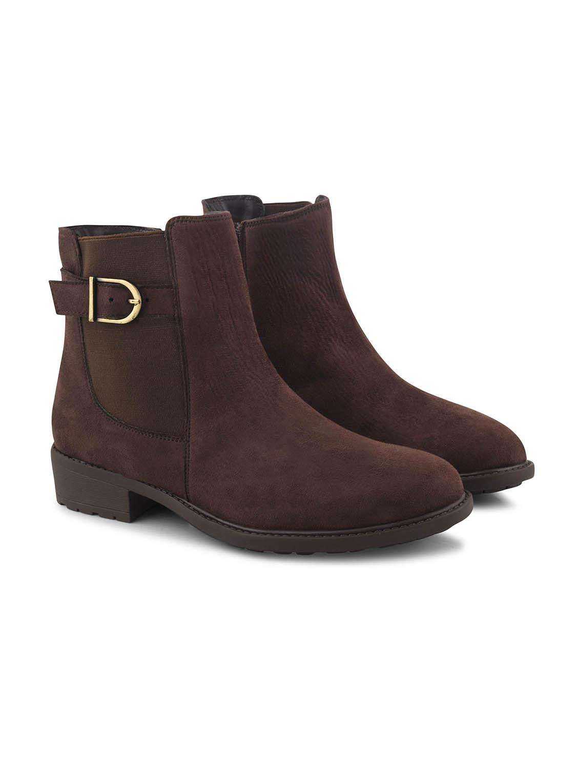 women brown solid ankle boots - 21651872 - Standard Image - 1