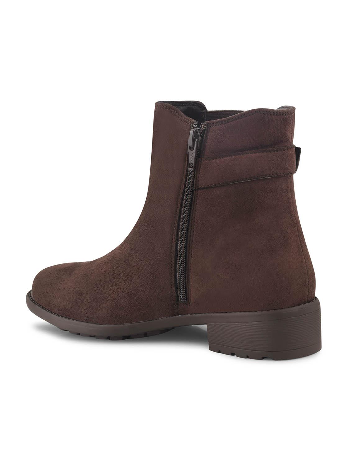 women brown solid ankle boots - 21651872 - Standard Image - 4