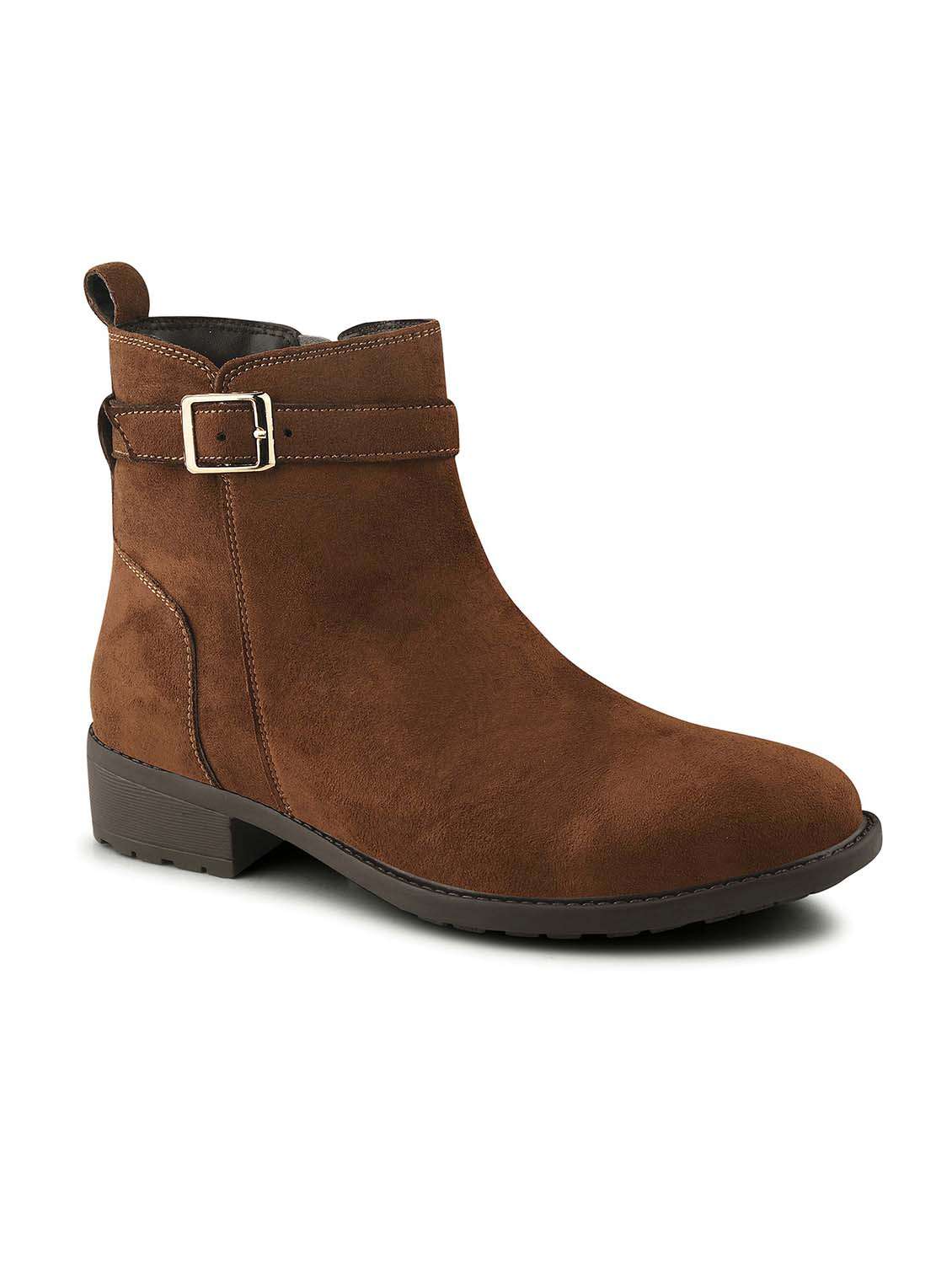 women tan solid ankle boots - 21651874 - Standard Image - 1