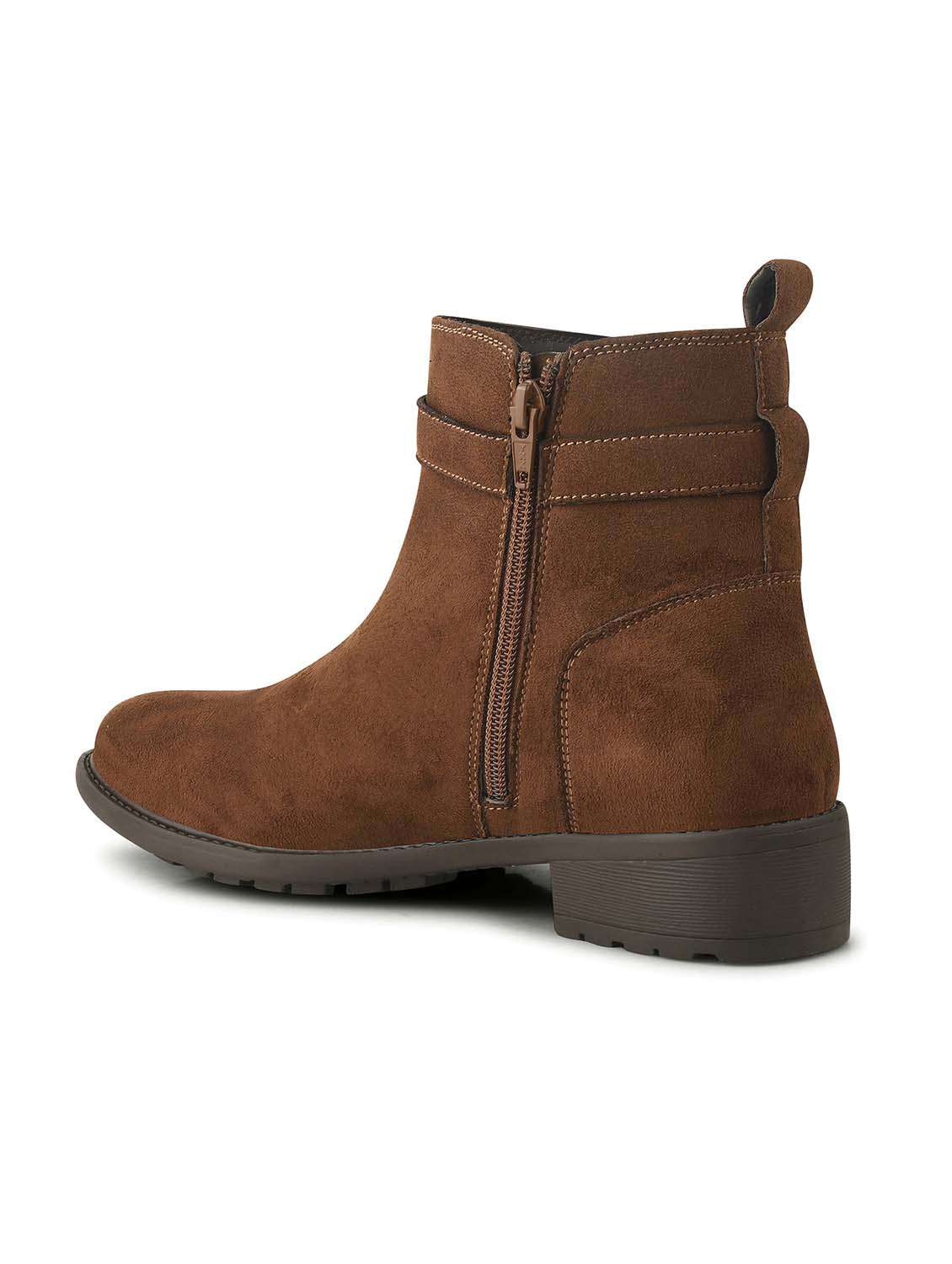 women tan solid ankle boots - 21651874 - Standard Image - 4
