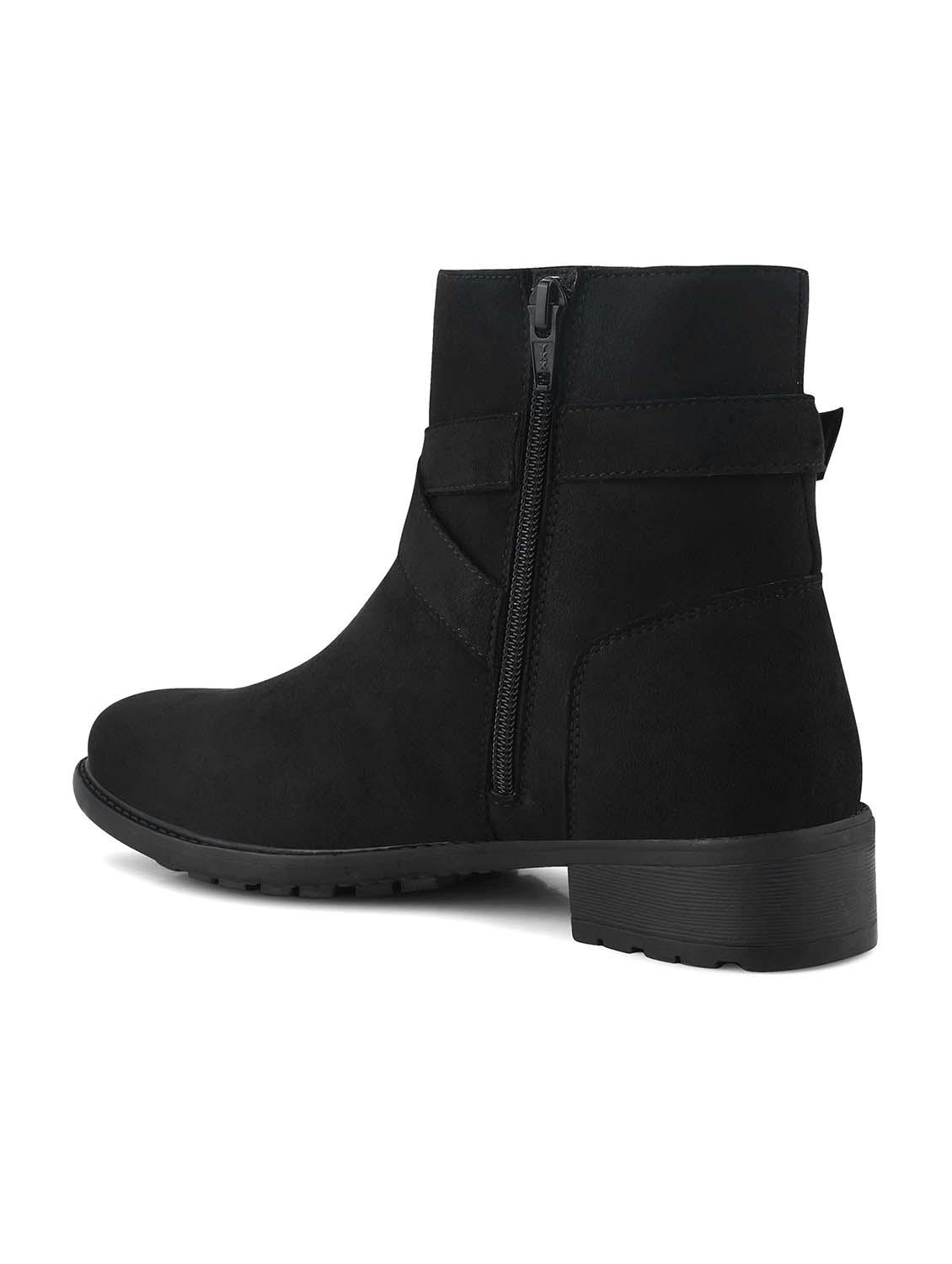 women black solid ankle boots - 21651875 - Standard Image - 4