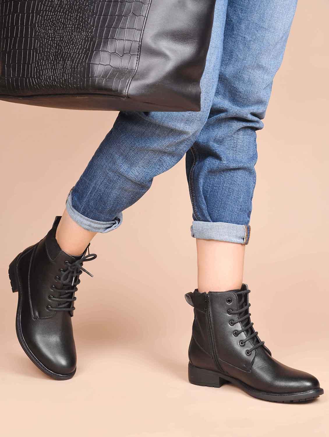 women black solid ankle boots - 21651879 - Zoom Image - 0