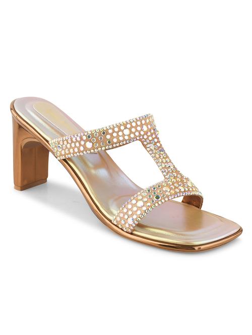 women gold block heel sandals - 21651883 - Standard Image - 0