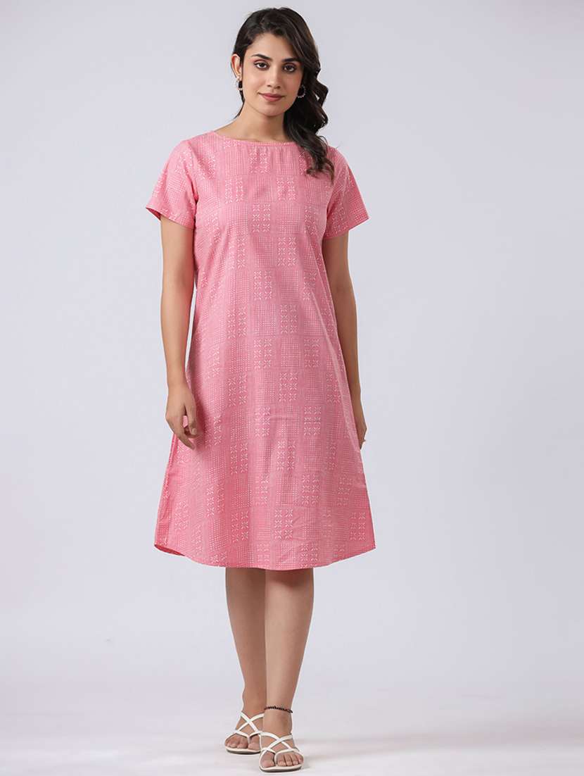 women printed short sleeves a-line dress - 21651942 -  Standard Image - 1