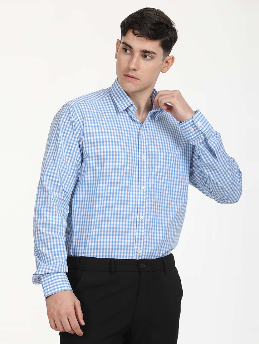men checks long sleeve formal shirt - 21651962 -  Standard Image - 1
