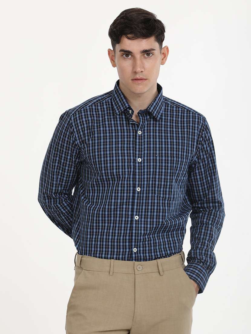 men checks long sleeve formal shirt - 21651964 -  Standard Image - 1