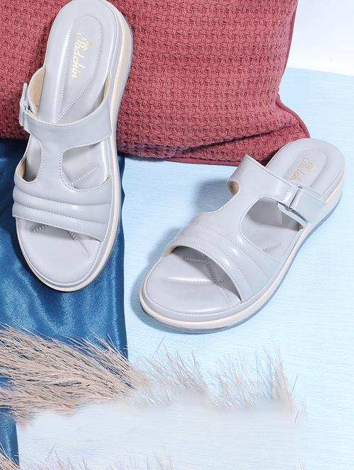 women grey solid platform sandals - 21652558 -  Standard Image - 0