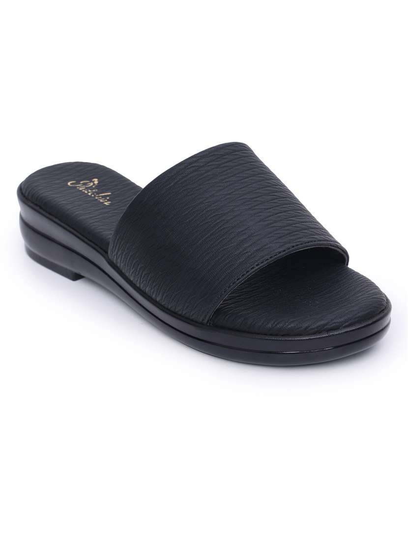 women black textured slip on sandals - 21652570 -  Standard Image - 1