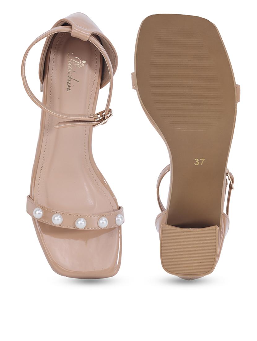 beige pu ankle strap sandals - 21652579 - Standard Image - 4