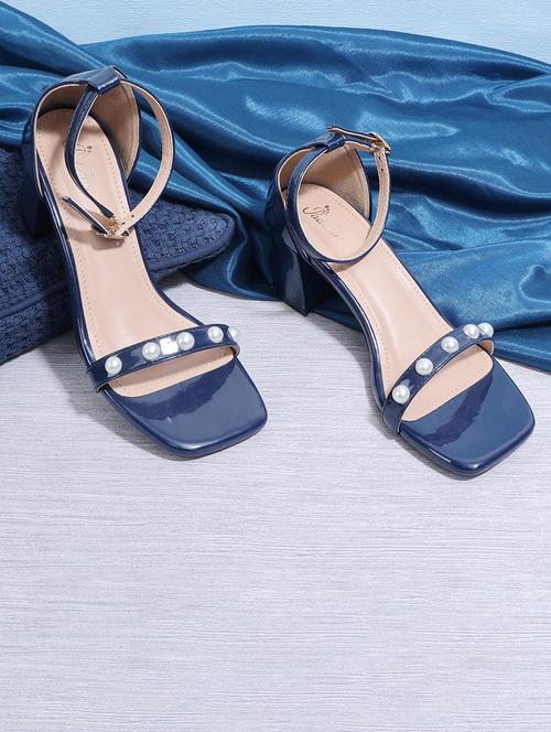 blue pu ankle strap sandals - 21652580 - Standard Image - 0