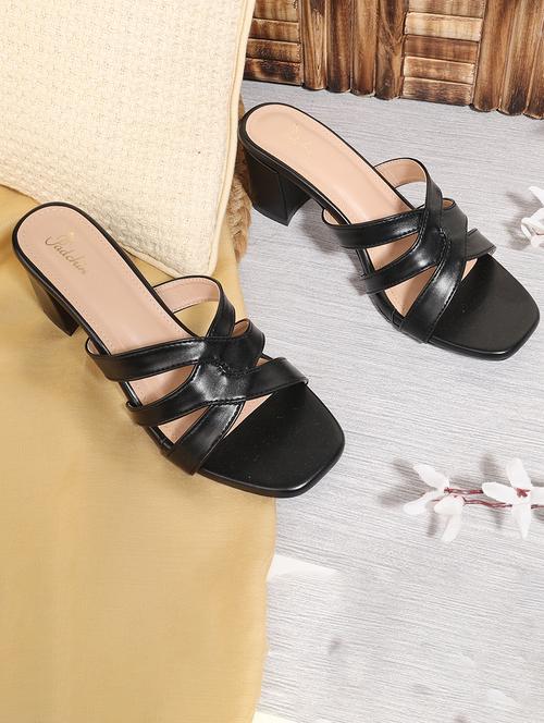 women solid square toe block heel sandal - 21652583 - Standard Image - 0