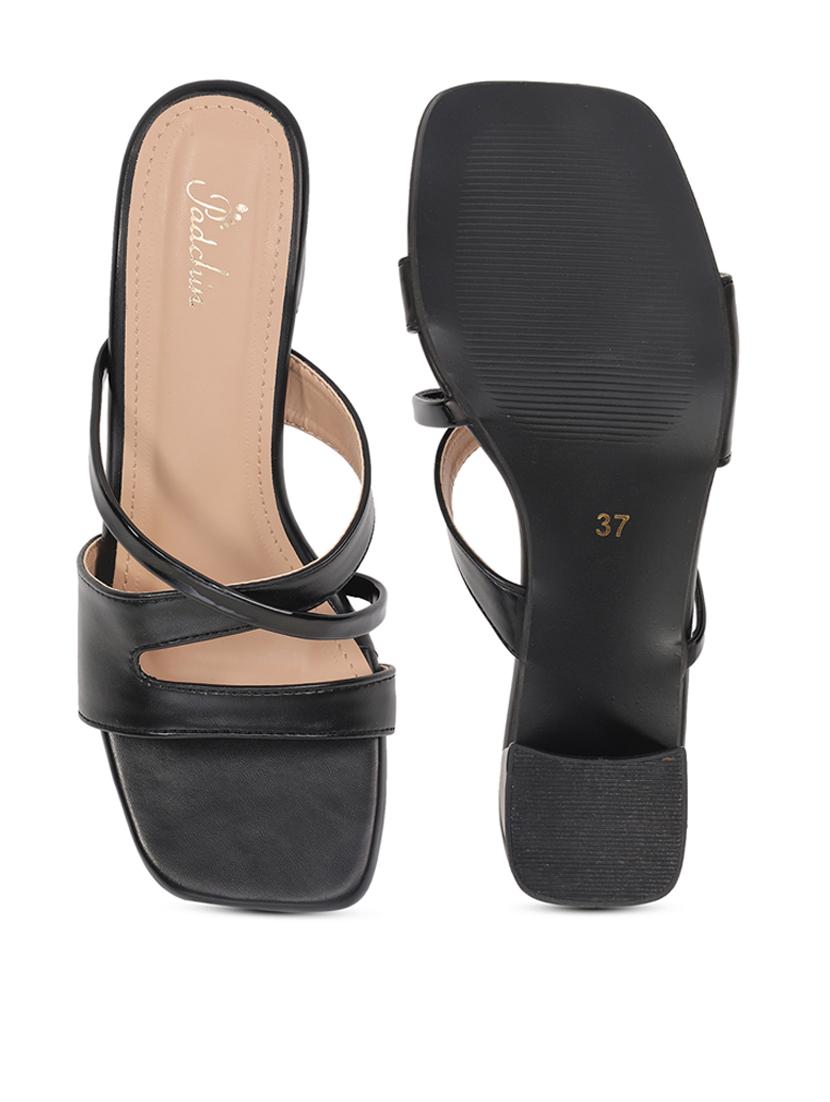 women solid square toe block heel sandal - 21652584 - Standard Image - 4