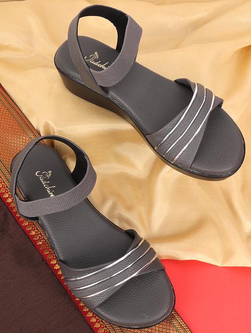 women grey back strap wedge - 21652661 -  Standard Image - 0