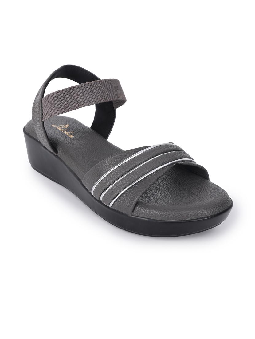 women grey back strap wedge - 21652661 -  Standard Image - 1