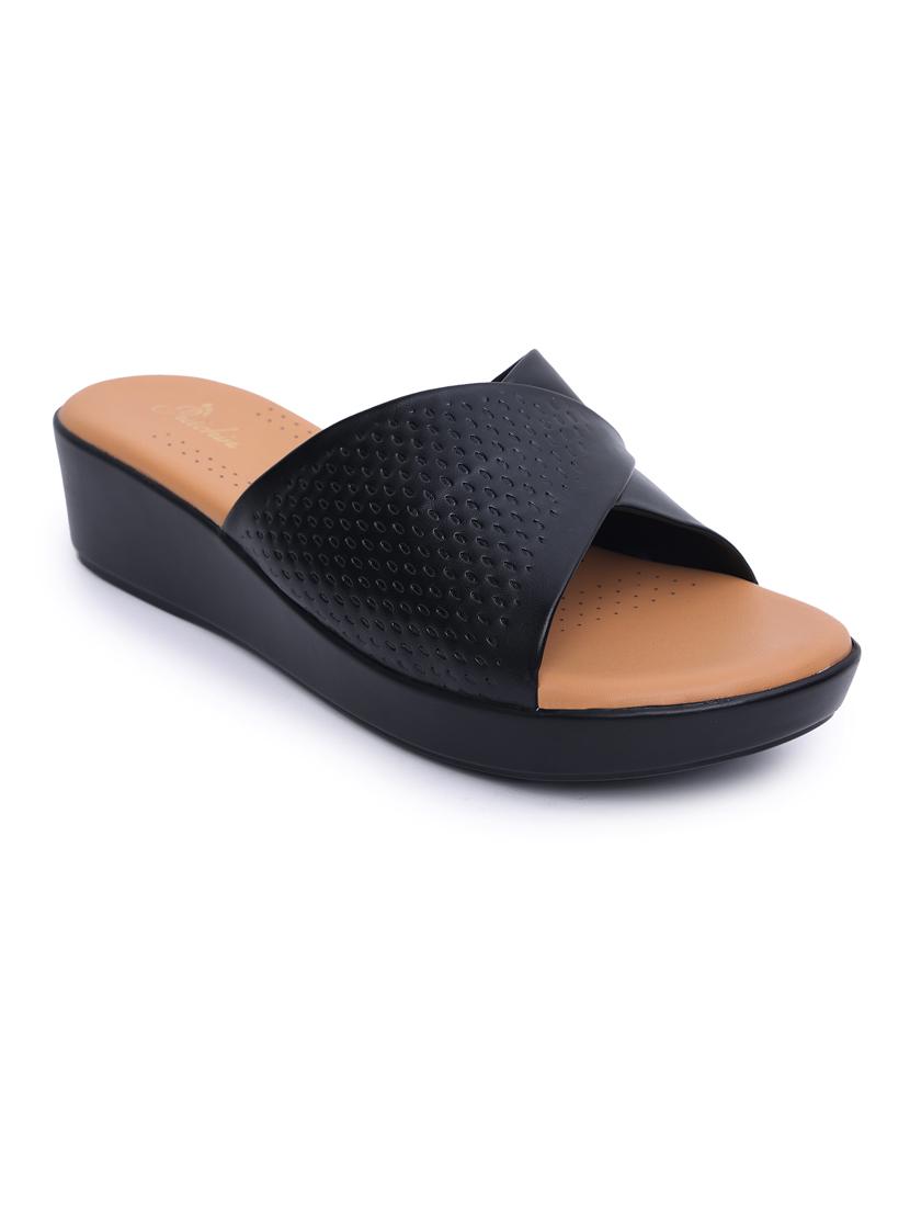 women black slip on wedge - 21652665 - Standard Image - 1