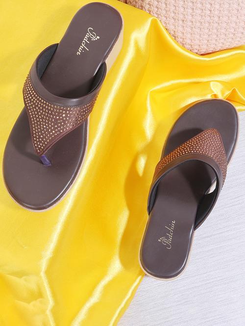women brown slip on wedge - 21652667 - Standard Image - 0