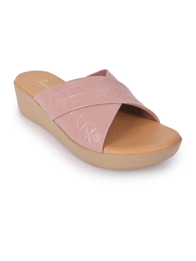 women pink slip on wedge - 21652673 - Standard Image - 1
