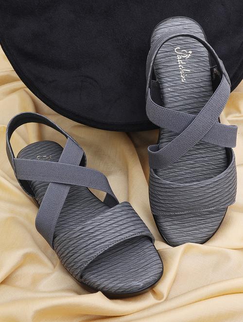 women grey back strap wedge - 21652674 - Standard Image - 0