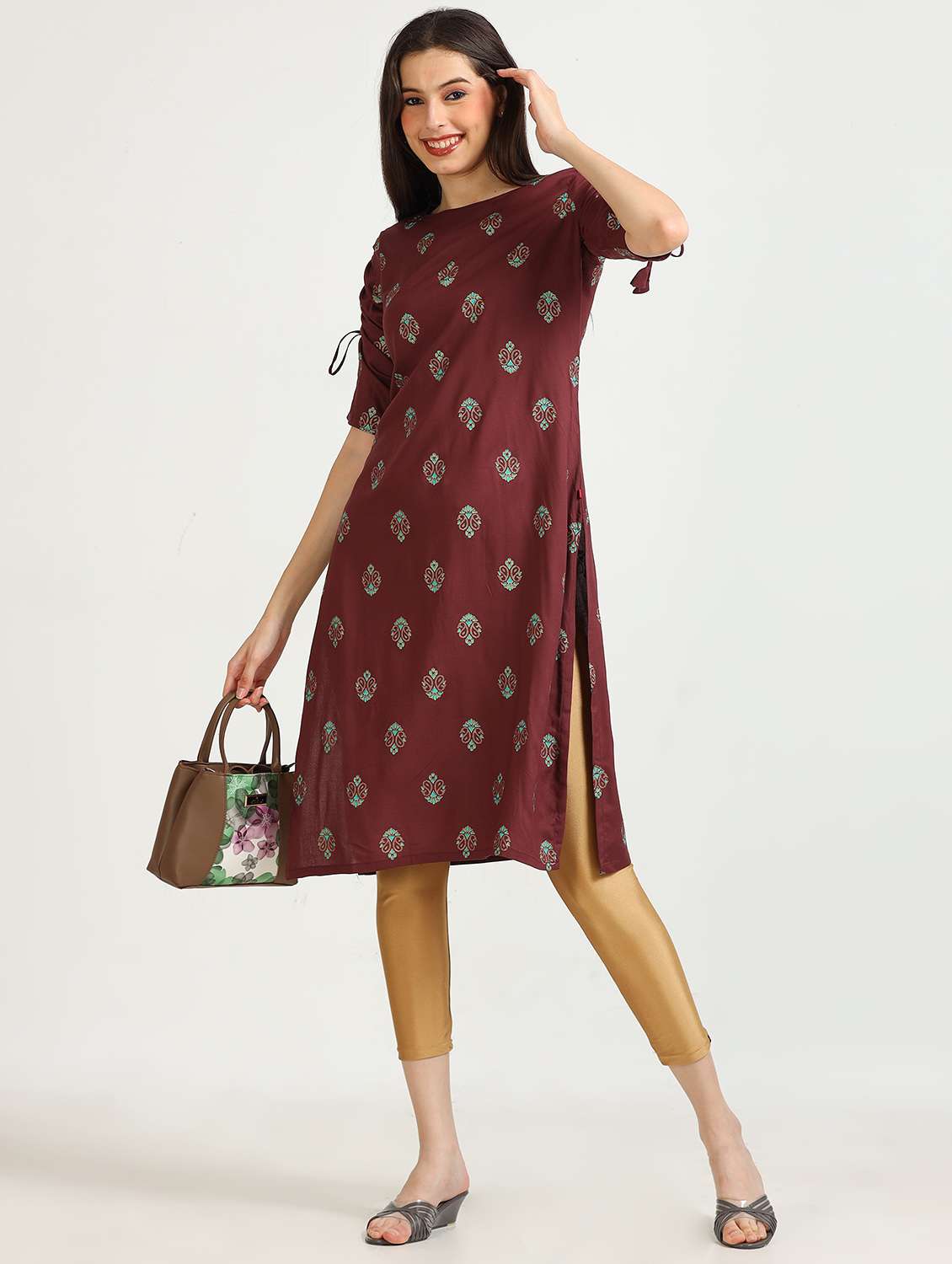 women printed straight kurta