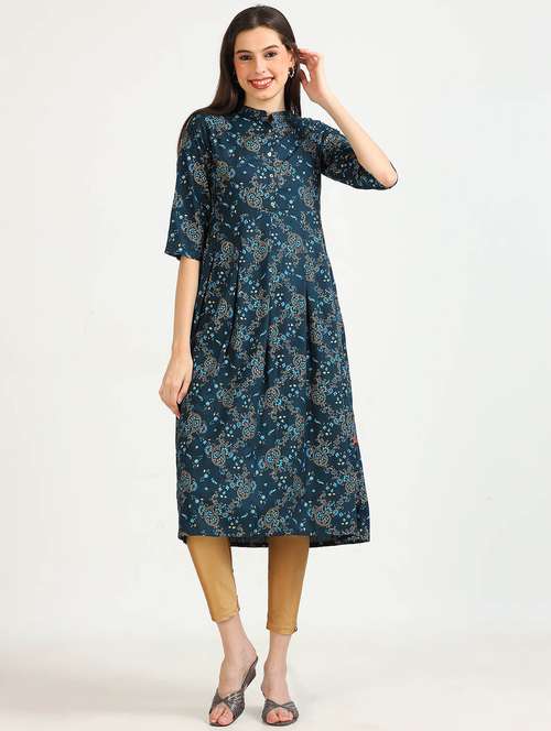 women paisleyl print mandarin neck anarkali kurta - 21652723 - Standard Image - 0