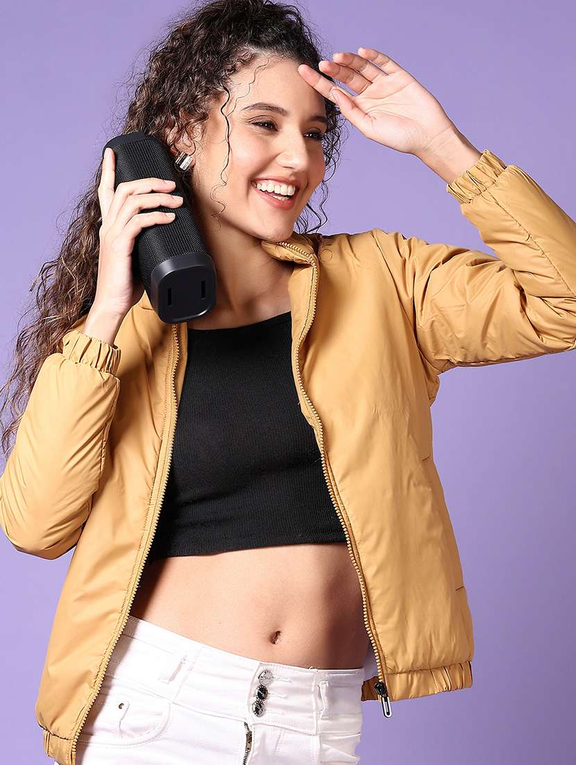 women solid long sleeves puffer jacket - 21652740 -  Standard Image - 1