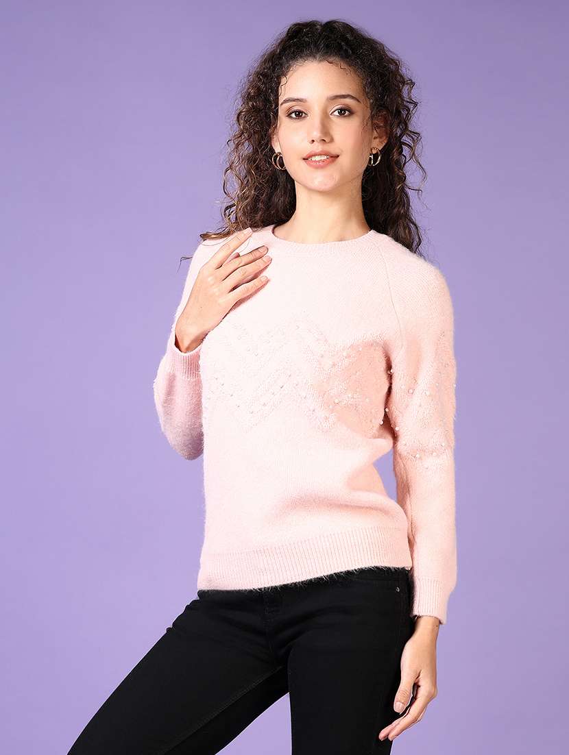 women solid long sleeve pullover - 21652805 -  Standard Image - 1