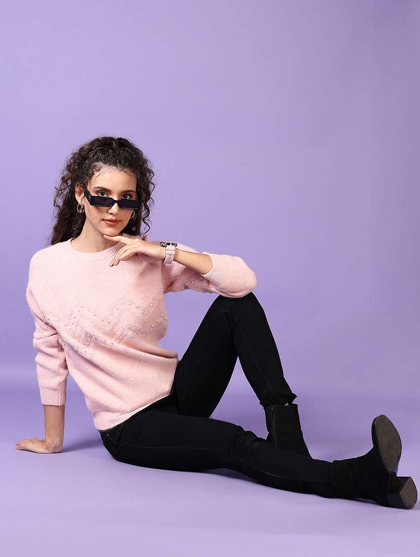 women solid long sleeve pullover - 21652805 -  Standard Image - 4