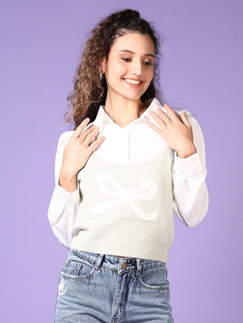 women self designed sleeveless pullover