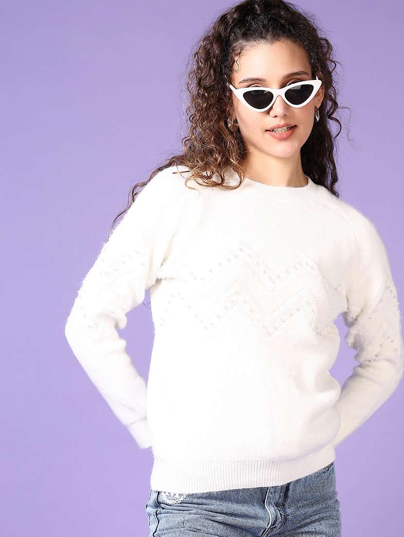 women solid long sleeve pullover - 21652810 -  Standard Image - 1