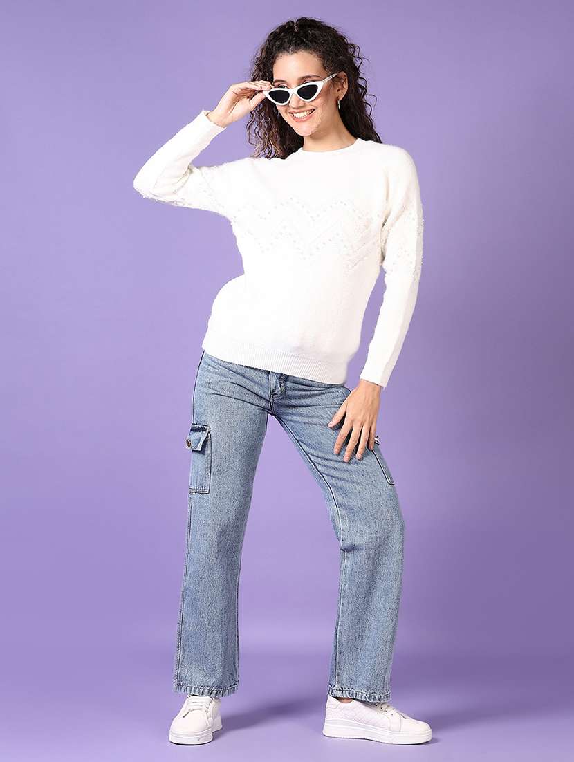 women solid long sleeve pullover - 21652810 -  Standard Image - 4