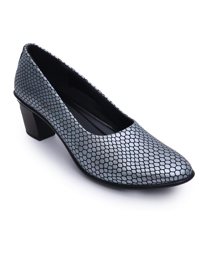 women silver block heel pump - 21652874 - Standard Image - 1