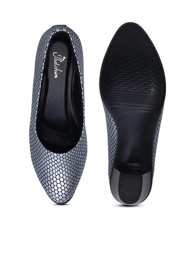 women silver block heel pump - 21652874 - Standard Image - 4