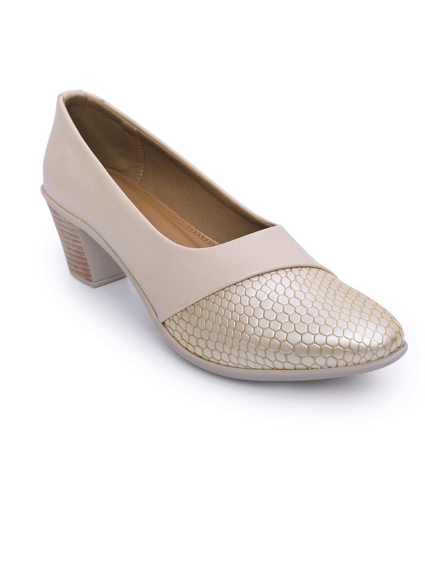 women beige block heel pump - 21652875 - Standard Image - 1