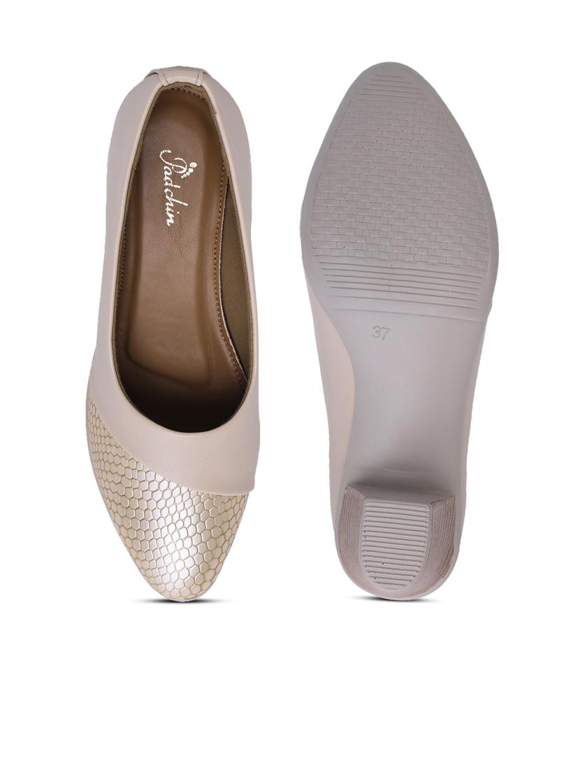 women beige block heel pump - 21652875 - Standard Image - 4