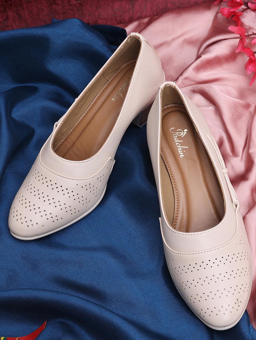 women cream cut work block heel pump - 21652880 -  Zoom Image - 0