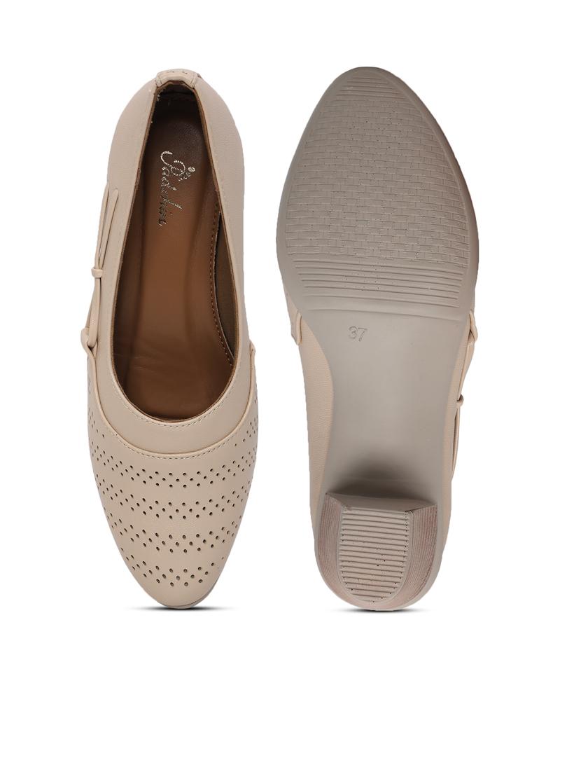 women cream cut work block heel pump - 21652880 - Standard Image - 4
