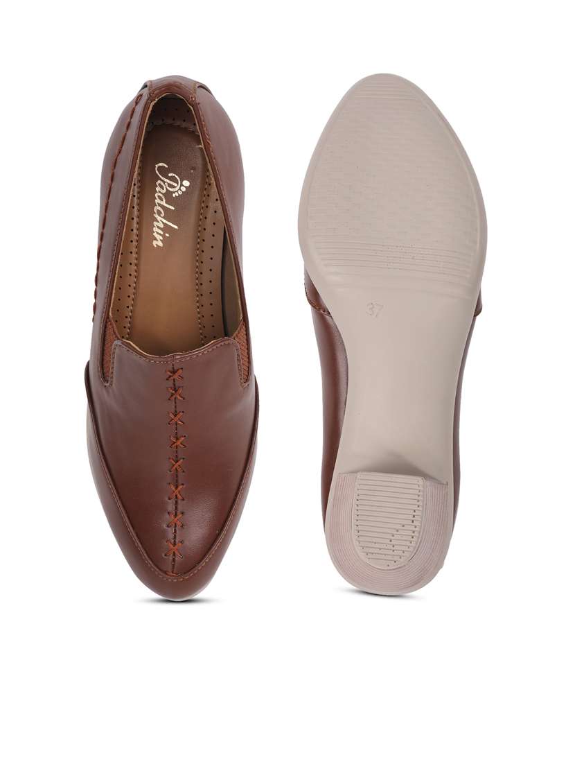 women brown solid block heel pumps - 21652881 -  Standard Image - 4