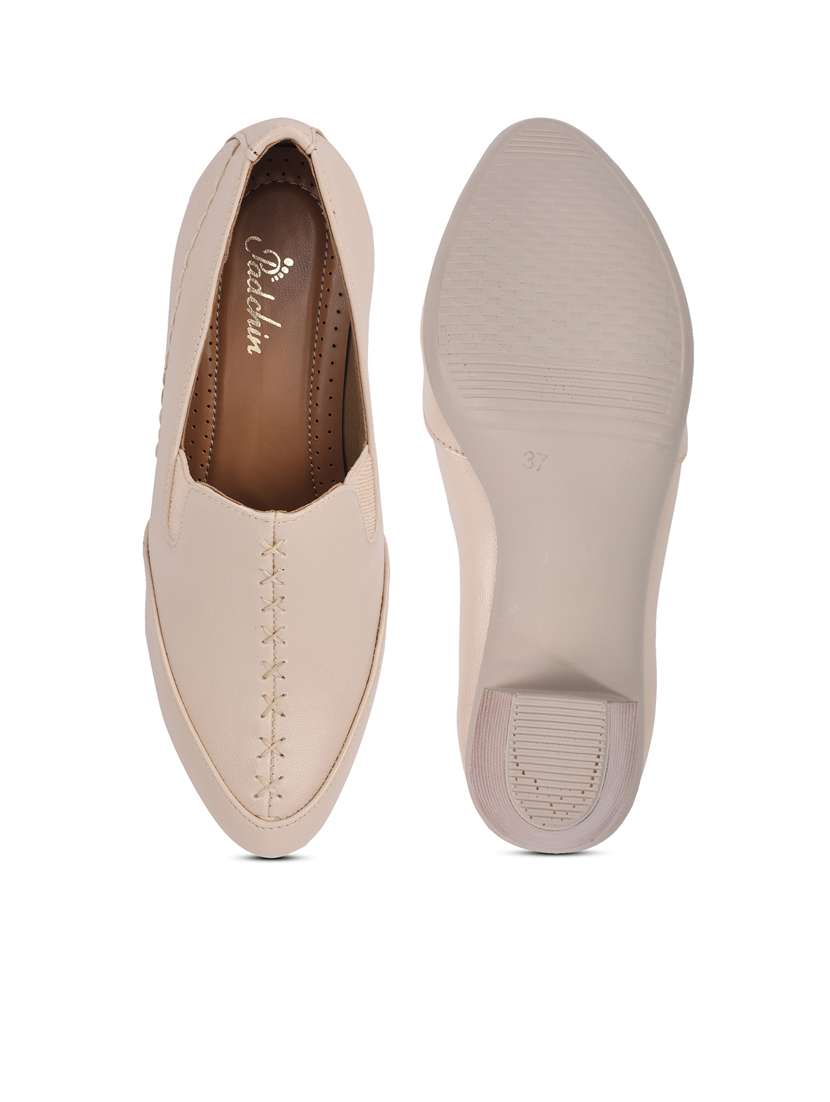 women cream solid block heel pumps - 21652882 -  Standard Image - 4