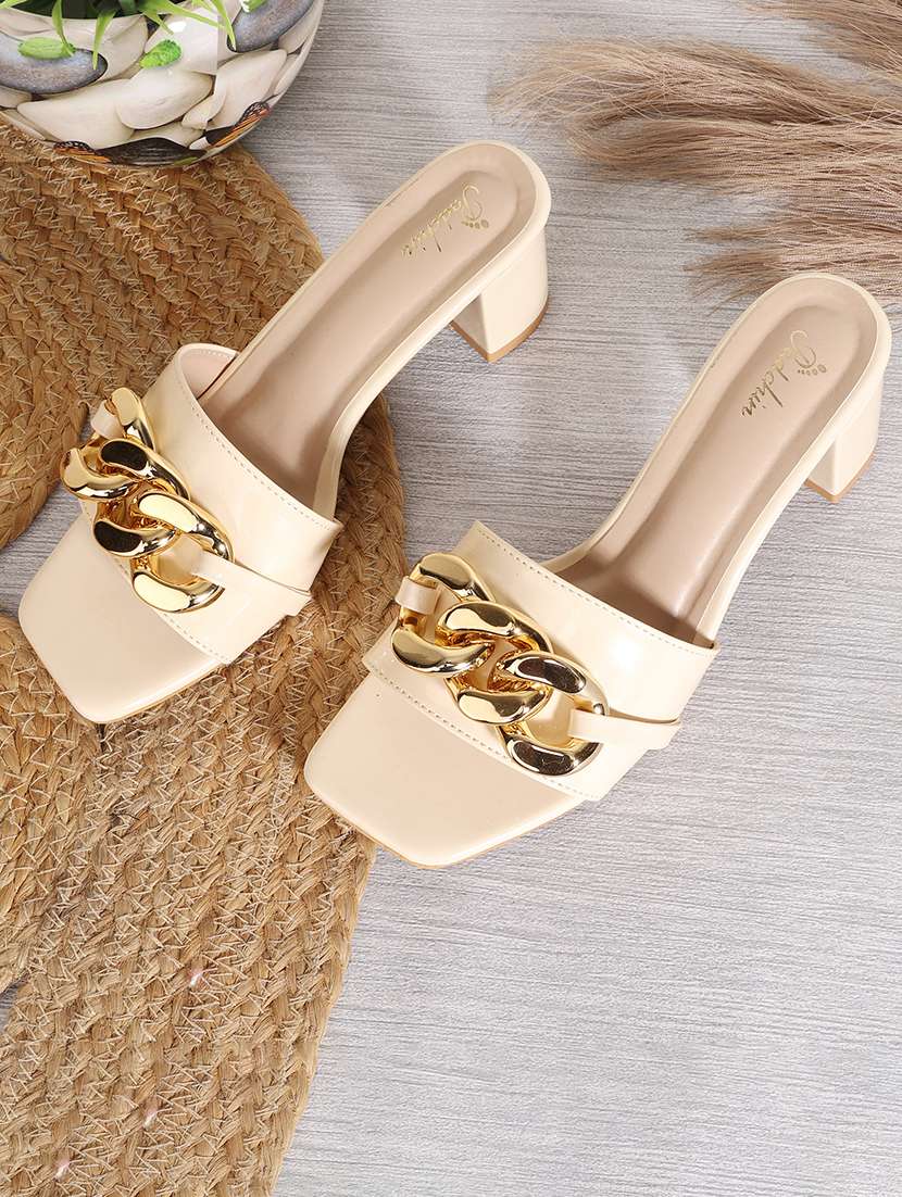  women embellished square toe block heel sandals