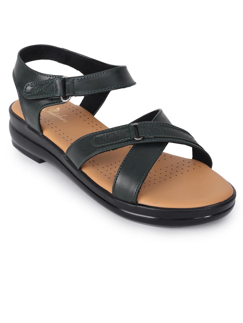 women black solid ankle strap sandal - 21652909 -  Standard Image - 1