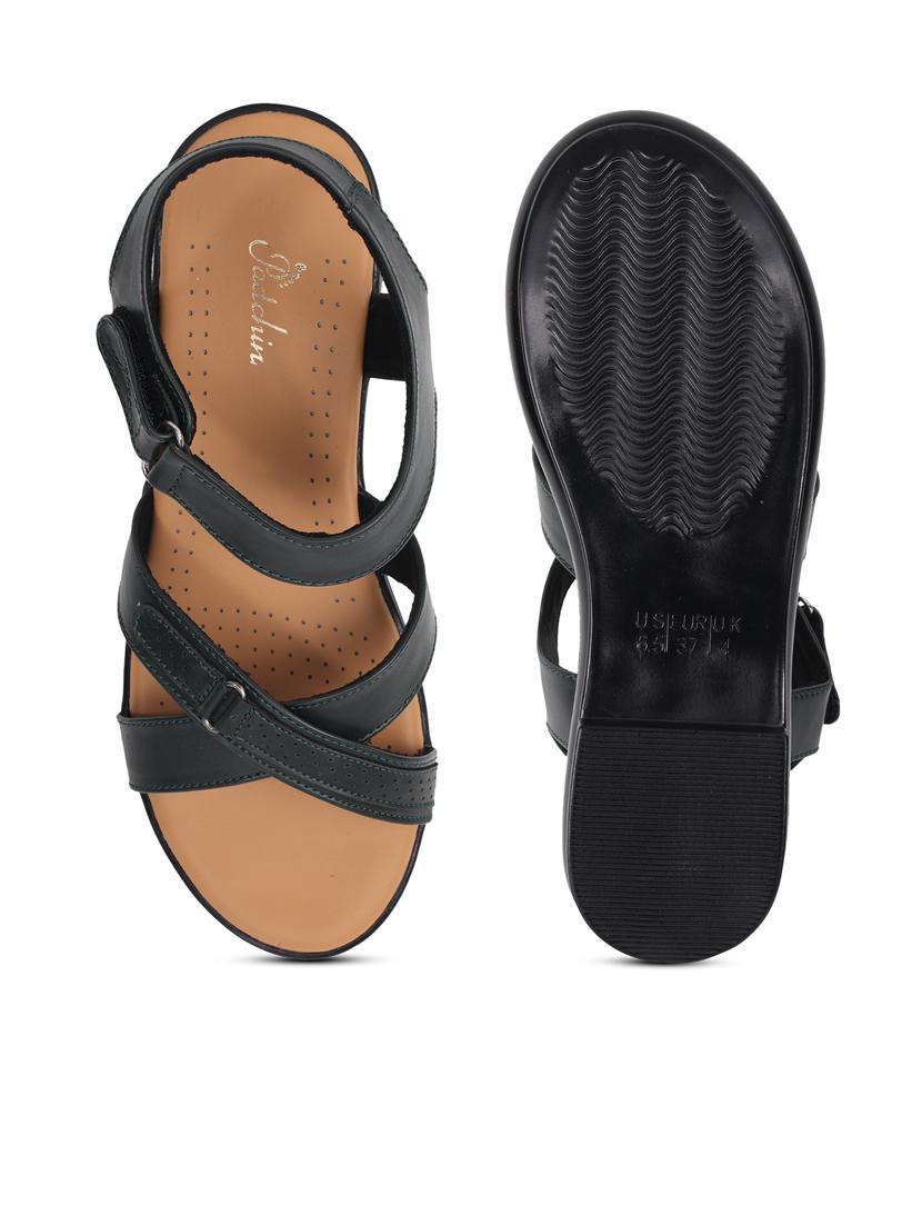 women black solid ankle strap sandal - 21652909 - Standard Image - 4